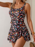 Emoswim - Tankini Badeanzug für Damen Bauchweg Zweiteilige Bademode High Waist Tanktop mit Baderock