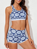 Emoswim - Womens Athletic 3 Piece Tankini Swimsuits with Shorts Swim Tank Tops