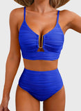 Emoswim - 2026 Summer Two Piece Bikini Set U-Wire Cutout High Waisted Swimsuit