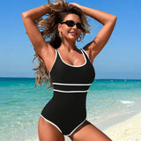 Emoswim - Boho Badeanzug für Damen High Waist Bauchweg Cut-Out Vintage Badeanzug Bademode