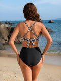 Emoswim - Women's High Waisted Bikini Sets Matel Tummy Control Swimsuits V Neck Twist Front Bathing Suit