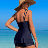 Emoswim - Damen Badeanzug V-Ausschnitt Weiches Mesh-Patchwork Monokini Bequeme Atmungsaktive Schlankmachende Bademode