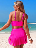 Emoswim - Damen High Waist Bikini-Set Gold-Metall Zweiteilige Badeanzüge Bauchweg Knoten-Bademode
