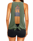 Emoswim - Damen 3-teiliger Scoop-Ausschnitt Criss-Cross Tankini Badeanzug - Armeegrün Gestreift