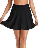 Emoswim - Tummy Control A-Line High Waisted Swim Skirt-Black