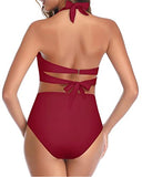 Emoswim - Two Piece Push Up Bra Adjustable Straps High Cut Bikini-Red