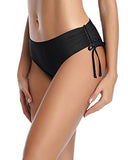 Emoswim - Womens Adjustable Bathing Suit Swimsuit Cheeky Swim Bottom Side Tie Bikini Bottom-Black