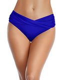 Emoswim - V Cut Swimsuit Bottoms High Cut Bathing Suit Bottoms For Curvy Women-Royal Blue