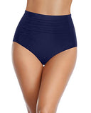 Emoswim - Fully Inner Lined Swim Bottoms Tummy Control Swimsuit Bottoms-Navy Blue