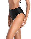 Emoswim - Retro High Cut Bikini Bottoms Tummy Control For Women-Black