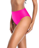 Emoswim - Women's Vintage High Waist Swim Bottoms-Neon Pink