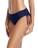 Emoswim - Women's Swim Bottom Cheeky Design And Side Tie-Navy Blue
