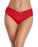 Emoswim - Women's Full Coverage V Cut Swimsuit Bottoms-Red