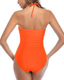 Emoswim - Sexy Cutout Tummy Control Retro High Waist Swimsuits-Neon Orange