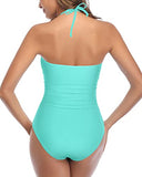 Emoswim - Tummy Control Cutout Sexy One Piece Bathing Suits-Aqua