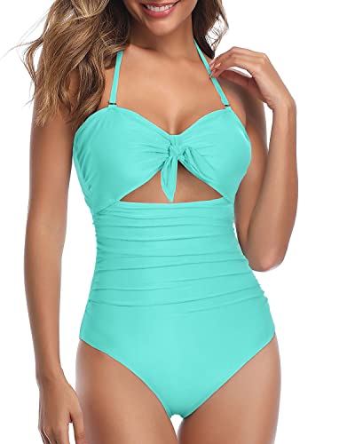 Emoswim - Tummy Control Cutout Sexy One Piece Bathing Suits-Aqua