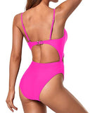 Emoswim - High Waisted Tummy Control Swimsuits Sexy Monokini-Neon Pink