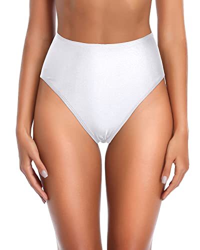 Emoswim - Women's High Leg High Waist Swim Bottoms-White