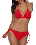 Emoswim - 2 Piece Boho Style Cheeky Triangle Bikini Bathing Suit-Red