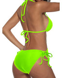 Emoswim - Flattering Halter Padded Top Bikini Sets For Women-Neon Green