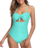 Emoswim - Tummy Control Cutout Sexy One Piece Bathing Suits-Aqua