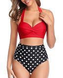 Emoswim - Two Piece Vintage Swimsuit High Cut Bikini Bottom-Red Dot