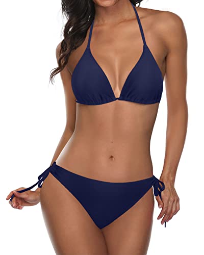 Emoswim - 2 Piece Summer Beach Ready Bikini Sets For Women-Navy Blue