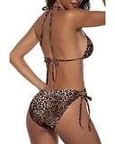 Emoswim - Adjustable Ties Women Two Piece Halter Bikini-Leopard