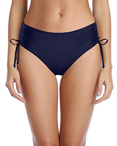 Emoswim - Women's Swim Bottom Cheeky Design And Side Tie-Navy Blue