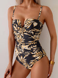 Emoswim - Damen Push-Up Wickel-Badeanzug Bauchweg Bademode Bandeau Support Schlankmachende Bademode