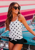 Emoswim - Gepunktetes Vorne gebundenes Blouson Tankini-Set