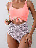 Emoswim - Damen Badeanzug Bauchweg Schlankmachende Bademode Cut-Out Knoten-Bademode