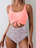 Emoswim - Damen Badeanzug Bauchweg Schlankmachende Bademode Cut-Out Knoten-Bademode