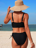 Emoswim - Damen Bikini-Set Zweiteiliger Badeanzug Baum-Cut-Out V-Ausschnitt Bademode