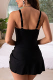 Emoswim - One Piece Swimdress Swimsuits for Women Tummy Control Swim Dresses Skirt Bathing Suit-Black