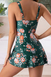 Emoswim - One Piece Swimdress Swimsuits for Women Tummy Control Swim Dresses Skirt Bathing Suit-Green Floral