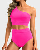 Emoswim - High-Waist One-Shoulder Bauchweg Bikini-Set