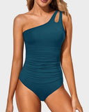 Emoswim - One-Shoulder Badeanzug für Damen Bauchweg Bademode