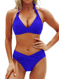 Emoswim - Women Two Piece Bathing Suits Push Up Bikini Set Halter Swimsuit Vintage Swimwear