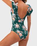 Emoswim - Badeanzug mit Rüschenärmeln Cut-Out Gerafft