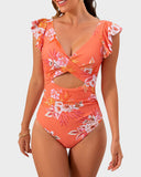 Emoswim - Badeanzug mit Rüschenärmeln Cut-Out Gerafft