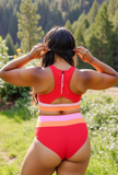 Emoswim - Rotes Colorblock Cut-Back Bikini-Set