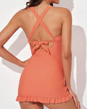 Emoswim - Deep V Cross-Back Ruched One-Piece Swimsuit