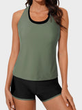 Emoswim - Womens Athletic 3 Piece Tankini Swimsuits with Shorts Swim Tank Tops