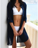 Emoswim - Navy Pocket Long Sleeve Cover Up-Navy