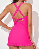 Emoswim - Tiefer V-Ausschnitt Cross-Back Geraffter Badeanzug