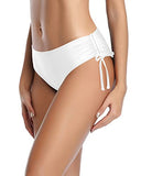 Emoswim - Bathing Suit Cheeky Swim Bottom Side Tie Bikini Bottom-White
