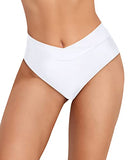 Emoswim - Women's Cheeky High Waisted V Cut Bikini Bottoms-White
