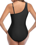 Emoswim - Sexy Cutout Mesh Inserts One Piece Swimsuit For Curvy Women-Black