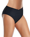 Emoswim - High Waisted Cheeky Swim Bottoms For Women-Black